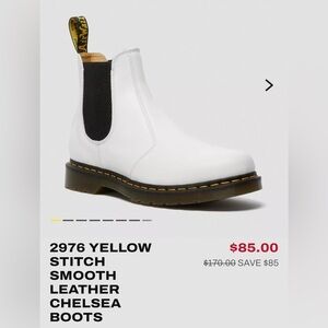 Dr. Martens White 2976 YELLOW STITCH SMOOTH LEATHER CHELSEA BOOTS women’s 11